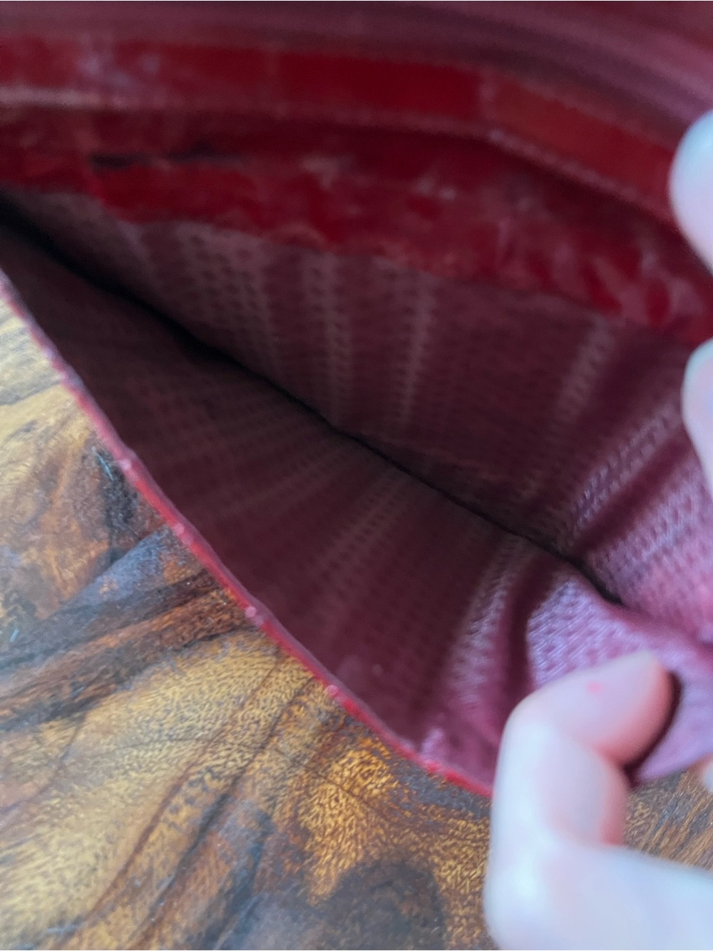 Vintage Eel Skin Wallet Red Bifold Long Exotic Leather Genuine Clutch Retro - Picture 10 of 15